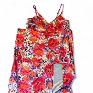 SHEIN Vibrant Floral Maxi Dress - Red, Orange, Purple